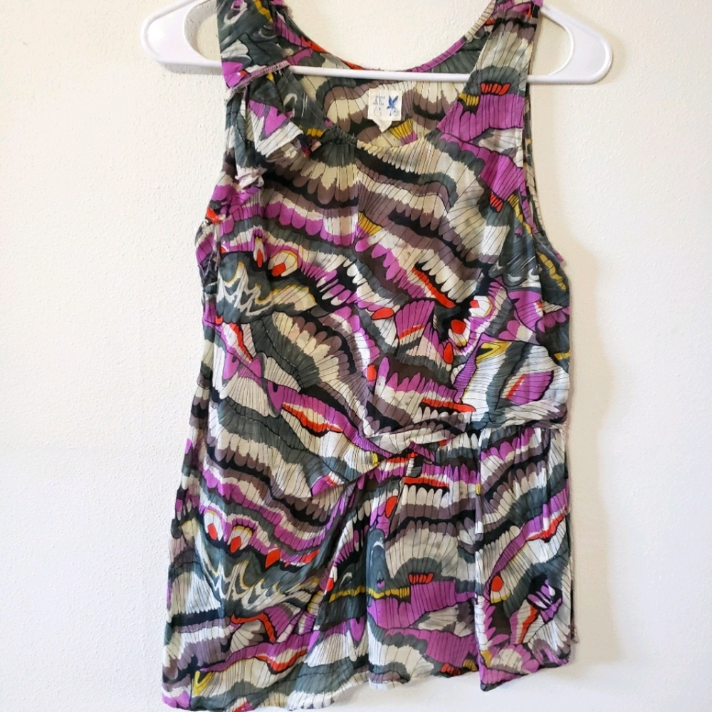 ANTHROPOLOGIE Size 0 Sleeveless Flutter Top